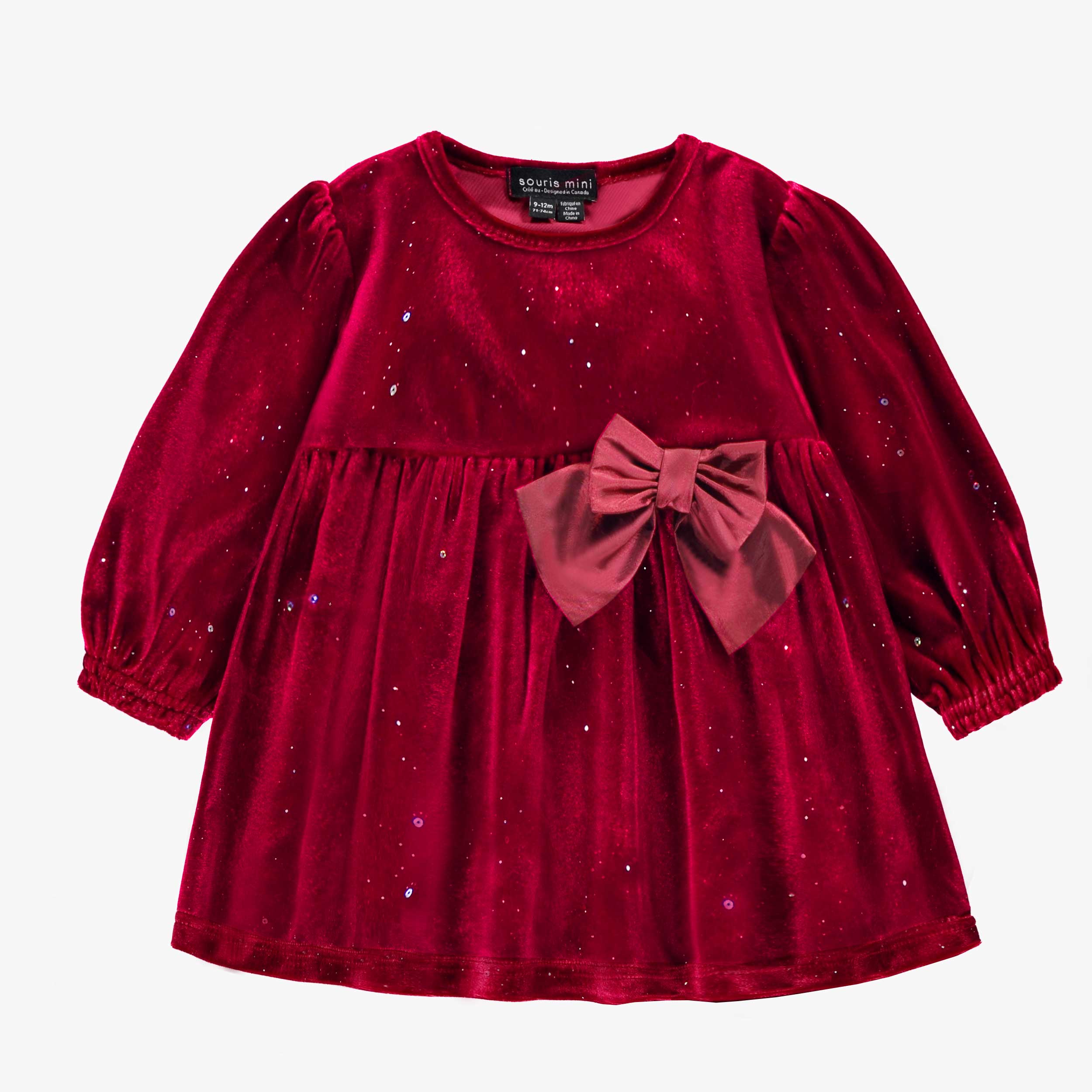 Robe rouge en velours scintillant, bébé - Souris Mini