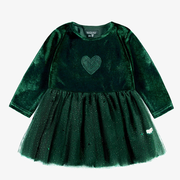 slim fit dress slacks Green dress in velvet and sequin, baby | Souris Mini