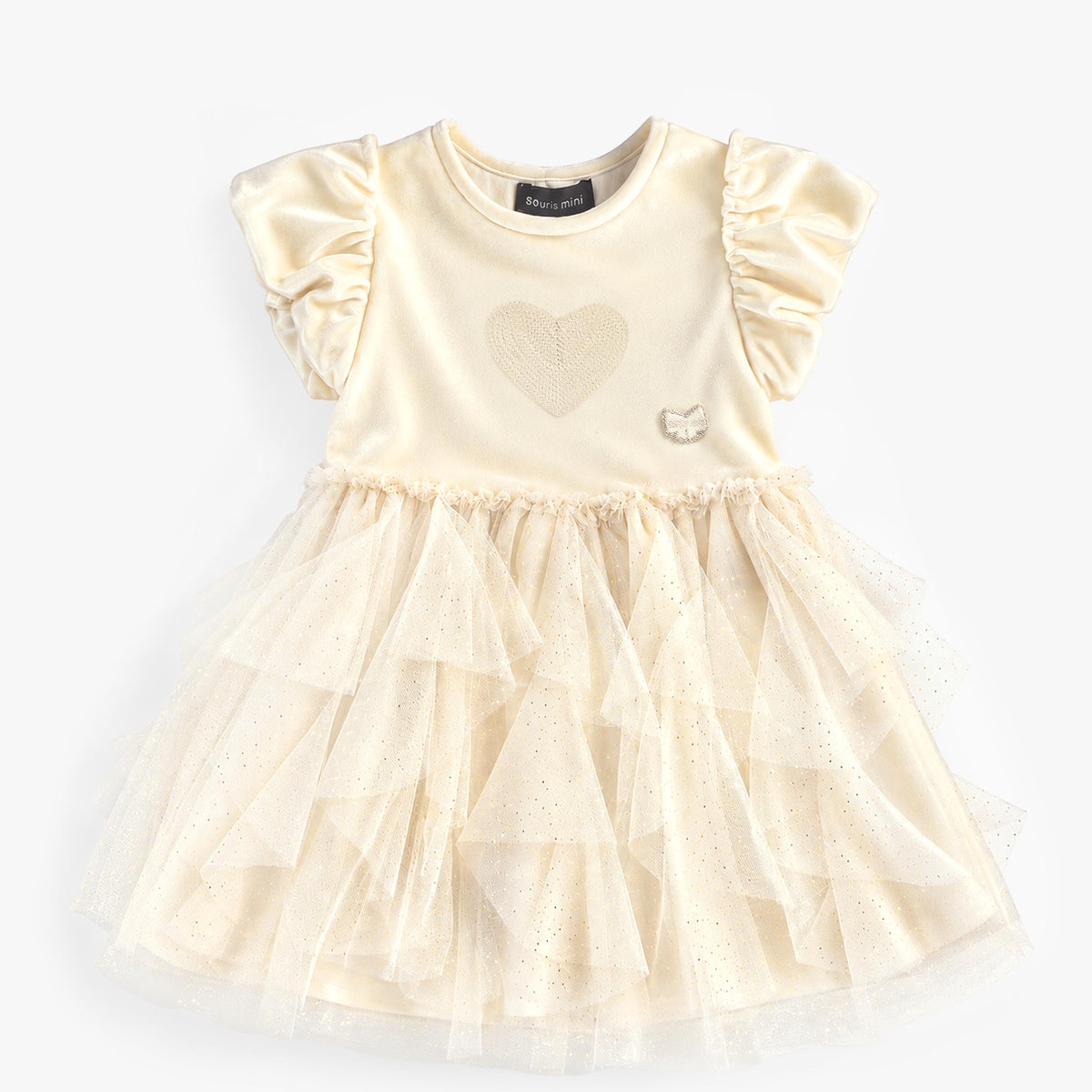 Robe crème en velours et tulle des Fêtes, bébé fille - Souris Mini