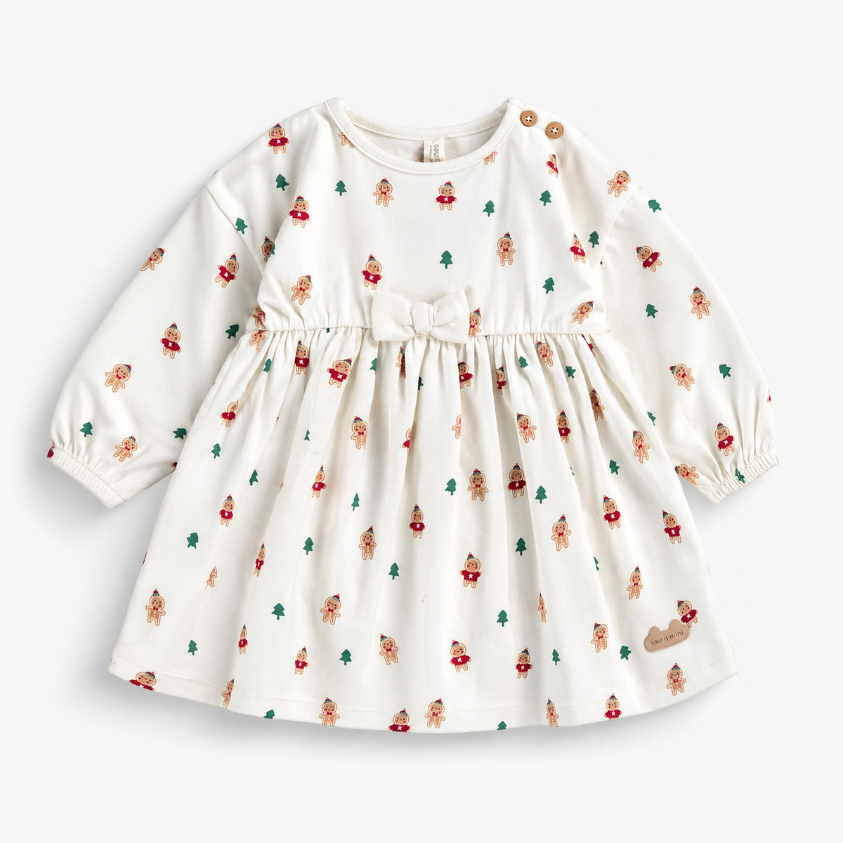 Robe crème à imprimé des fêtes, bébé fille - Souris Mini