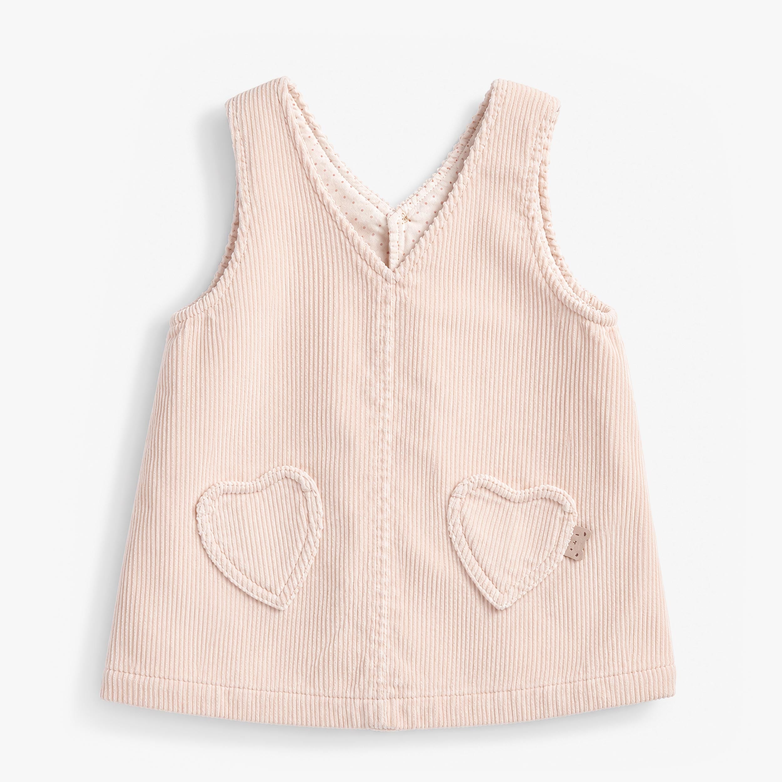 Robe jumper en velours côtelé rose à poches cœur, bébé - Souris Mini