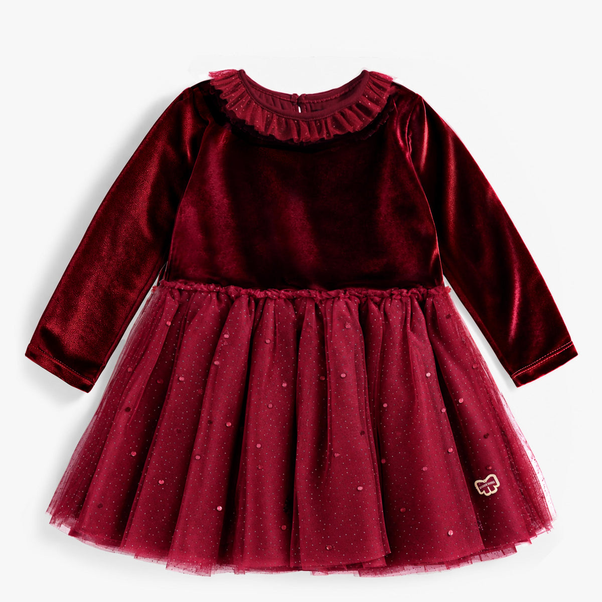 Robe rouge en velours et tulle des Fêtes, bébé fille - Souris Mini