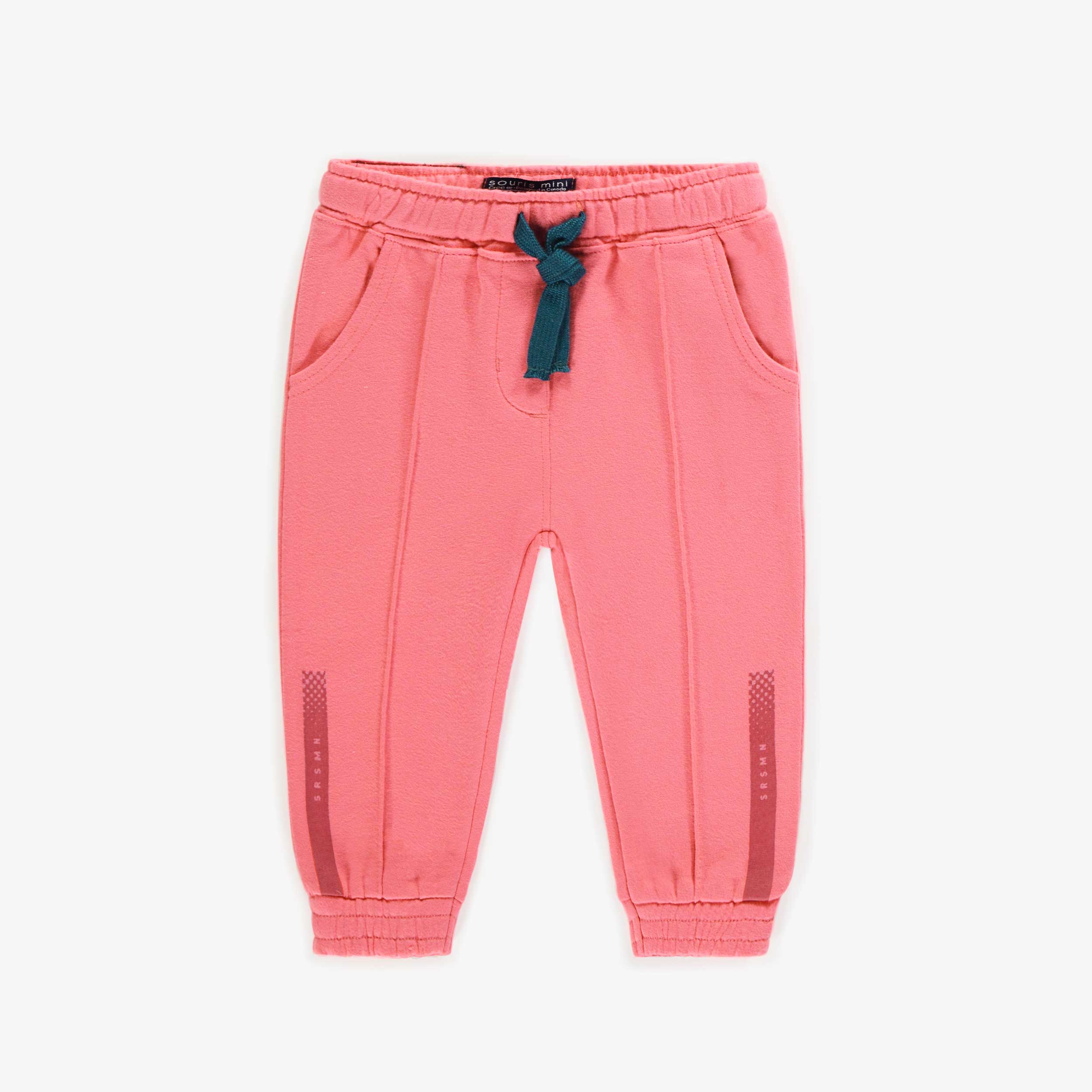 Pink relaxed fit pants in soft french terry, baby