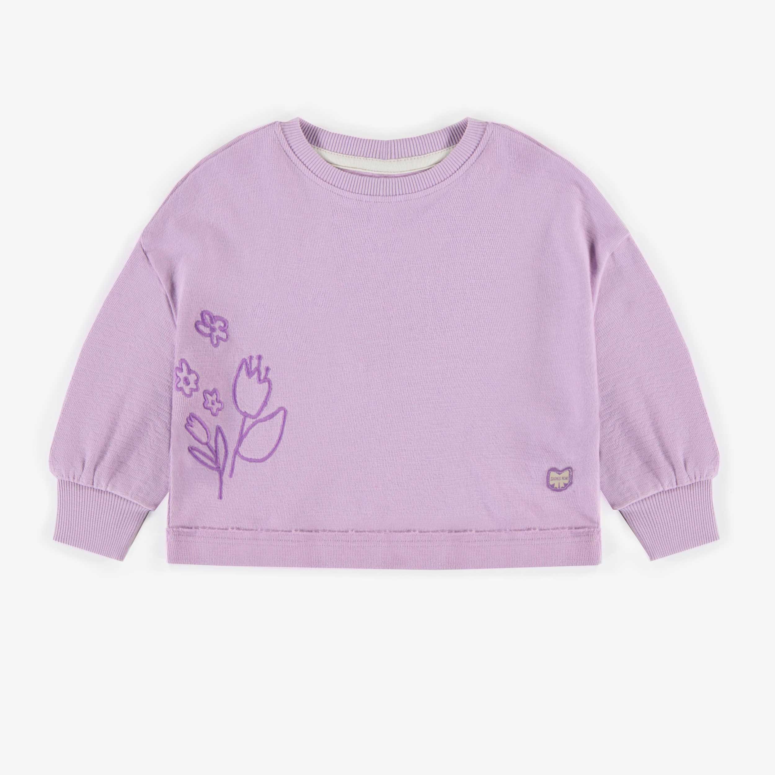 Purple long sleeves sweater in crepe french terry, baby
