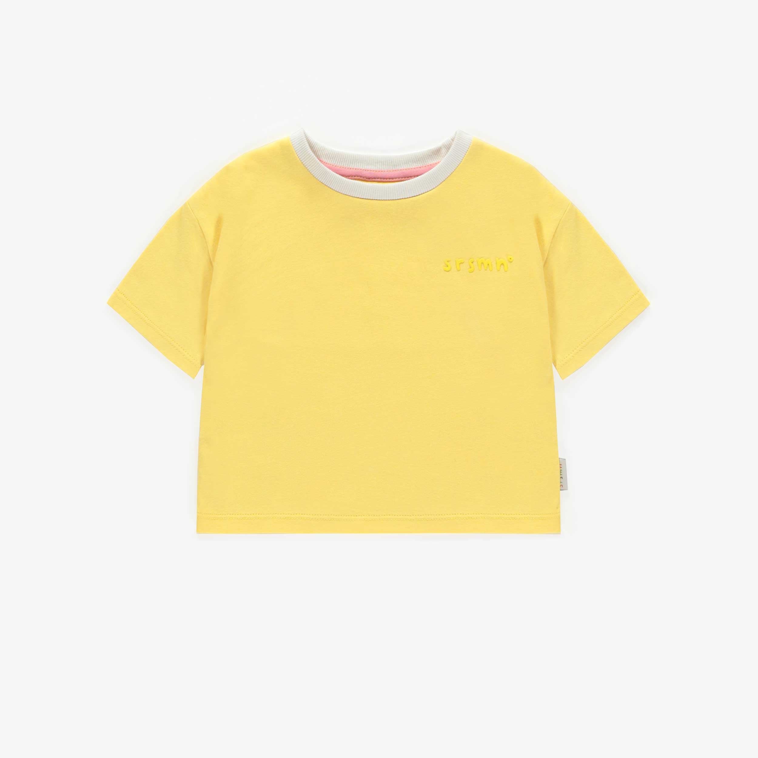 T-shirt jaune à manches courtes en coton, bébé