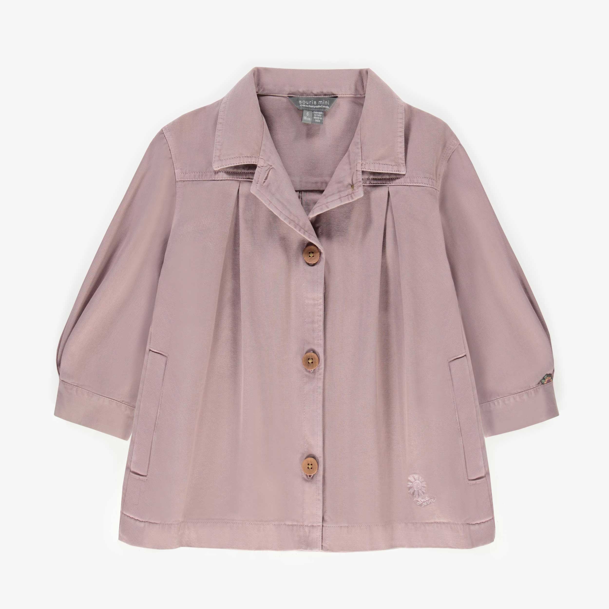 Old pink jacket in colored denim, child