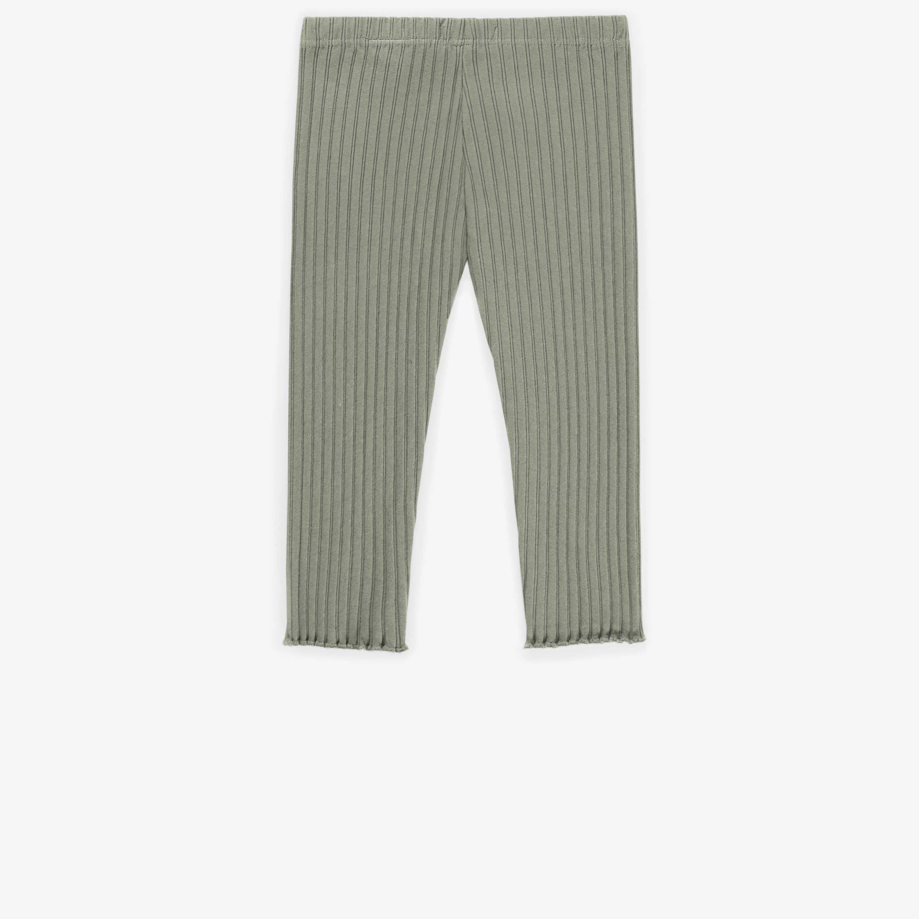 Legging vert 3/4 en coton côtelé, enfant