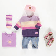T-shirt à manches courtes mauve en jersey, bébé || Purple short sleeves t-shirt, in jersey, baby