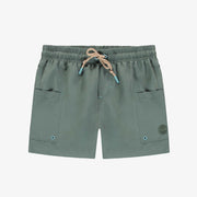 Short de bain sarcelle avec poches en polyester, adulte || Teal swim short with pockets in polyester, adult