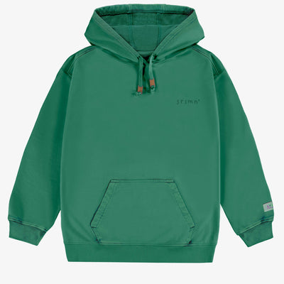 Chandail à capuchon ample vert en coton français, adulte || Loose-fitting green hoody in French cotton, adult