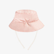 Chapeau de soleil réversible crème et rose à rayures, bébé || Cream and pink reversible bucket hat with stripes, baby