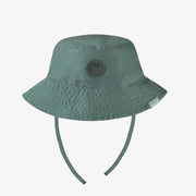 Chapeau de soleil vert réversible à motif de feuilles tropicales, bébé || Green reversible bucket hat with tropical leaf pattern, baby