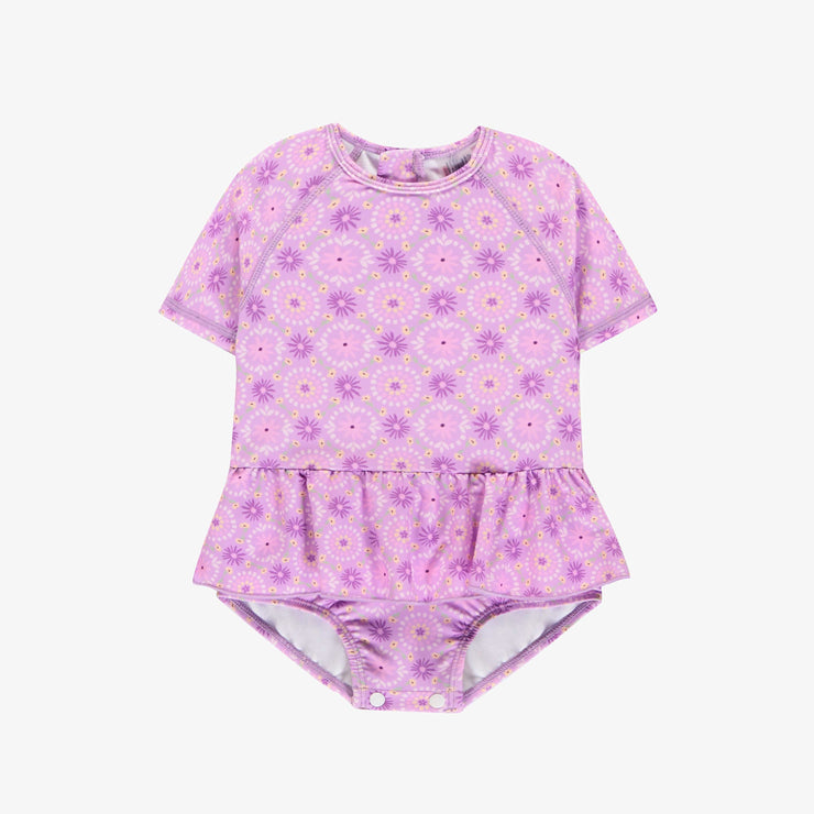 Maillot de bain une-pièce mauve pâle à motif floral, bébé || Light purple floral one-piece swimsuit, baby