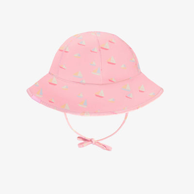Chapeau de soleil rose pâle à motif de voiliers, bébé || Light pink bucket hat with sailboat print, baby