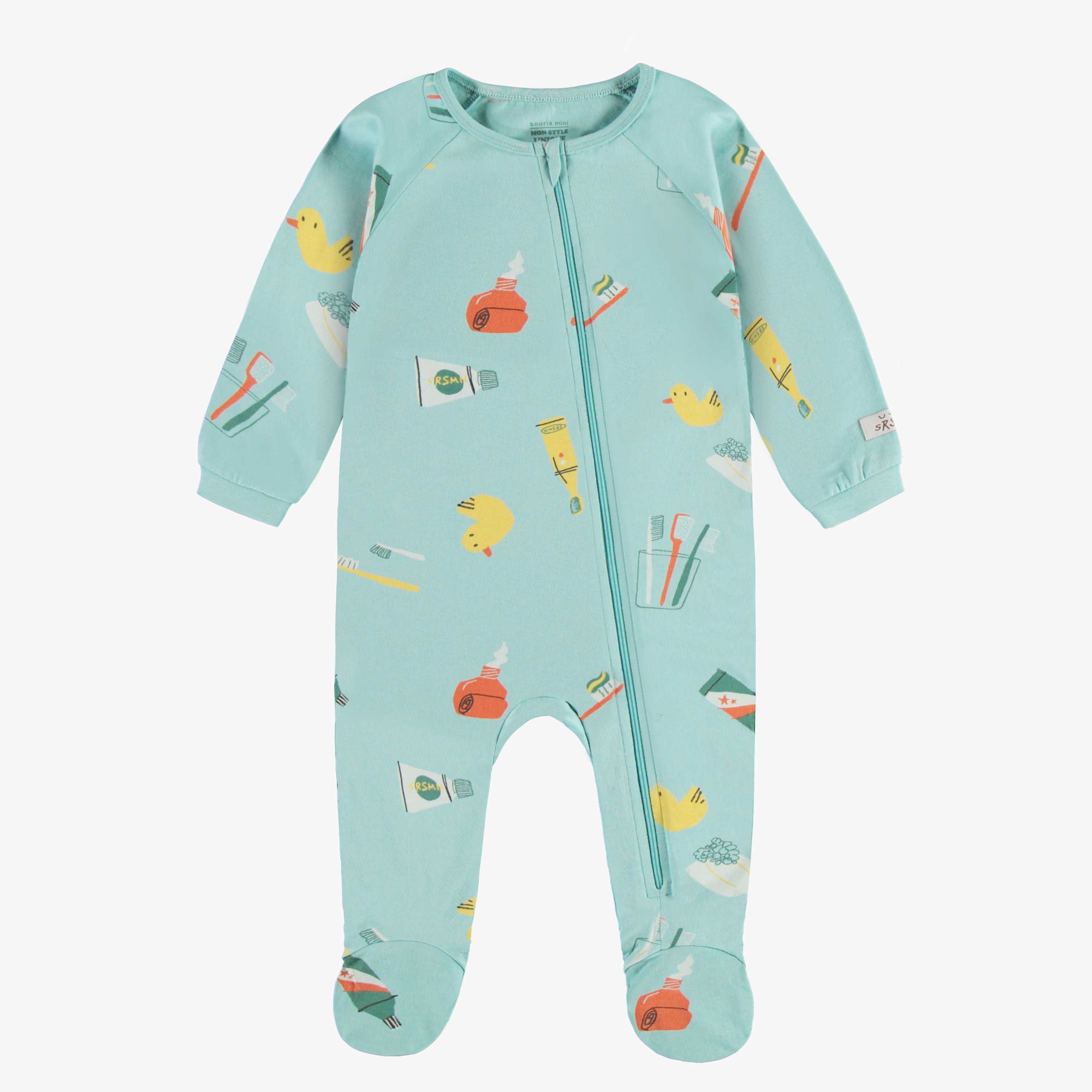 Pyjama à pieds unisexe pour bébé (6-9M), 100% coton, 3 pièces
