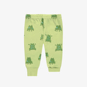 Pyjama deux pièces vert en jersey doux à motifs de grenouilles, bébé || Green soft jersey two piece pajamas with frog all-over print, bébé