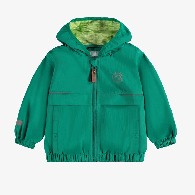 Manteau coupe-vent vert à capuchon, bébé || Green wind resistant hooded coat, baby
