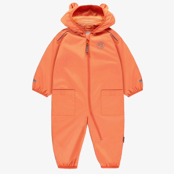 Manteau une pièce orange avec capuchon, bébé || Orange one piece hooded coat, baby
