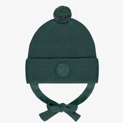 Tuque de maille vert sarcelle, bébé || Teal green knitted toque, baby
