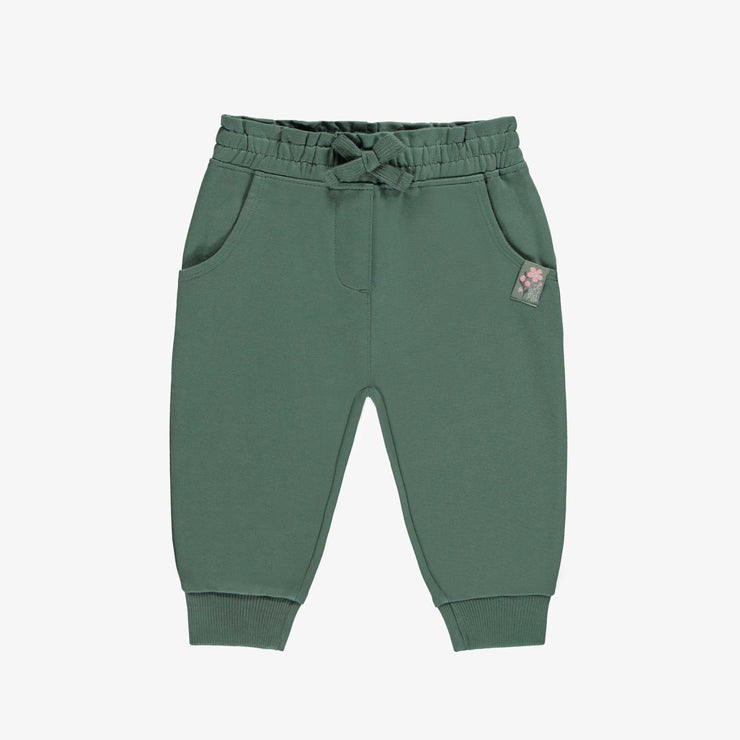 Pantalon coupe régulière vert en coton français, bébé || Green regular fit pants in french terry, baby