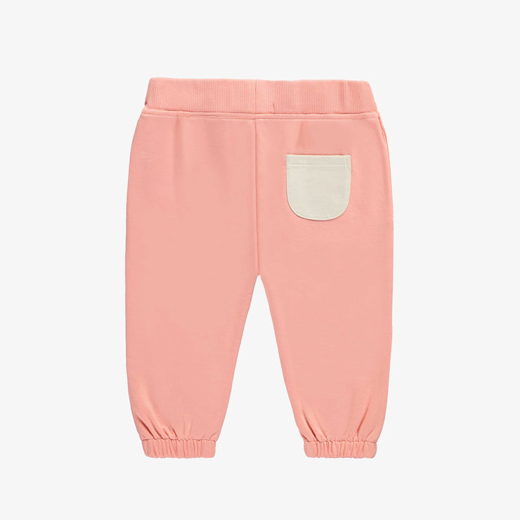 Pantalon coupe décontractée rose en coton français, bébé  || Relaxed fit pants pink in French terry, baby 