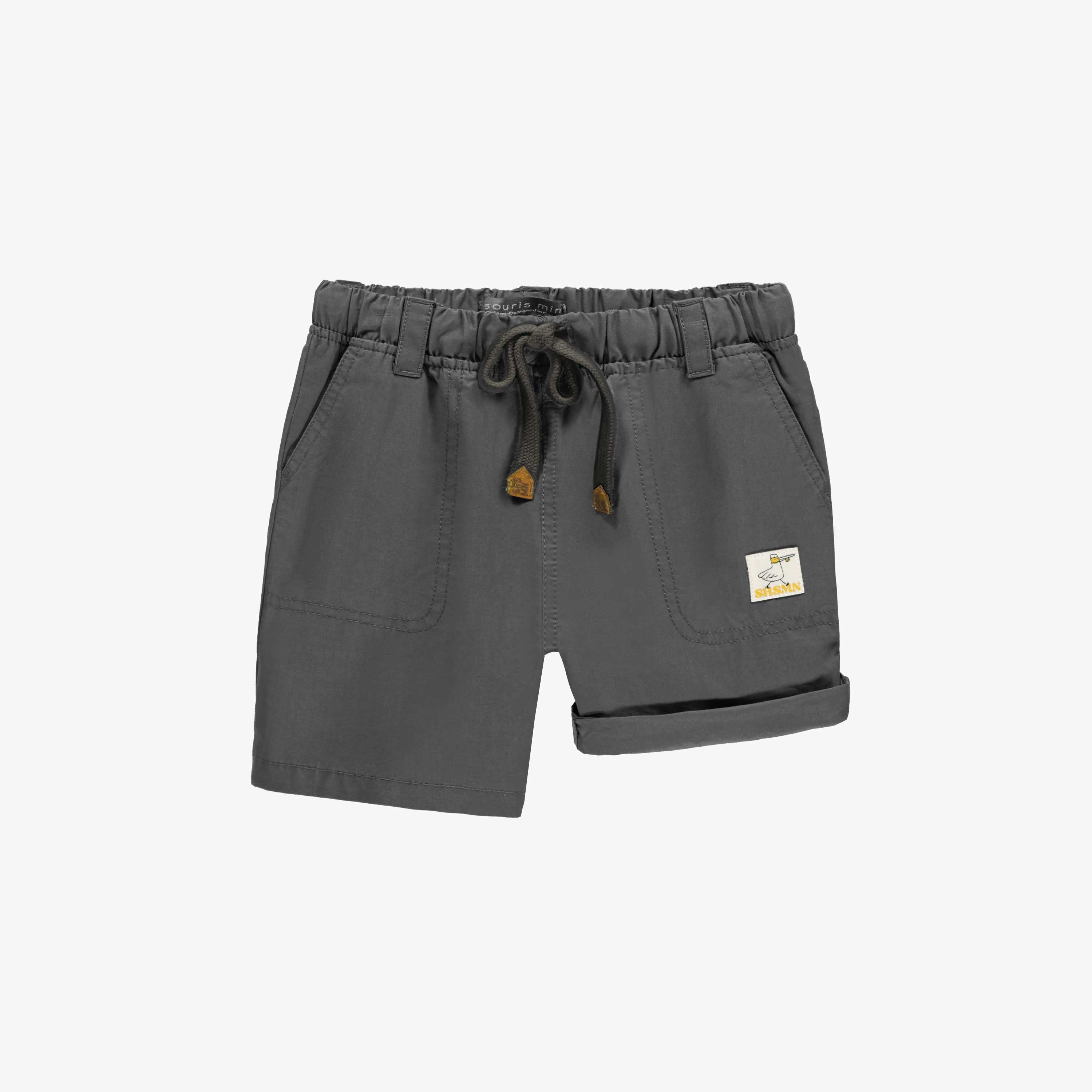 Short coupe décontractée charcoal en coton, bébé