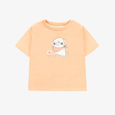 T-shirt à manches courtes de coupe régulière pêche avec illustration, bébé || Peach short sleeves relaxed fit t-shirt with print, baby