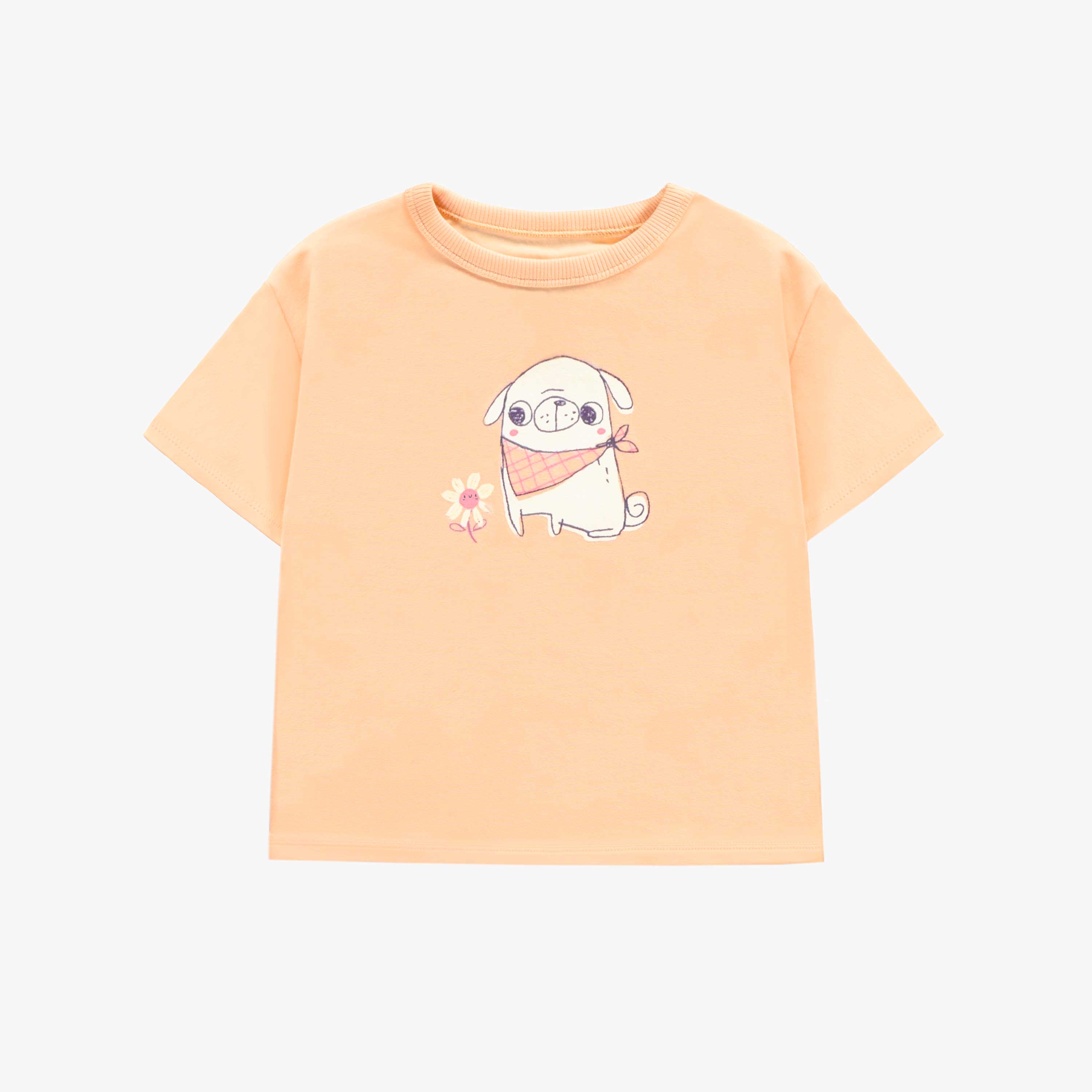 T-shirt à manches courtes de coupe régulière pêche avec illustration, bébé