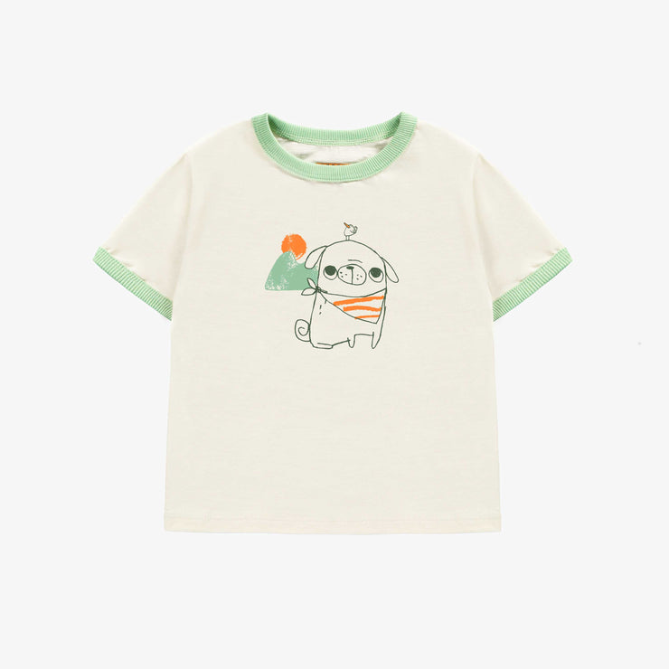 T-shirt à manches courtes crème avec illustration, bébé || Cream short sleeves t-shirt with print, baby