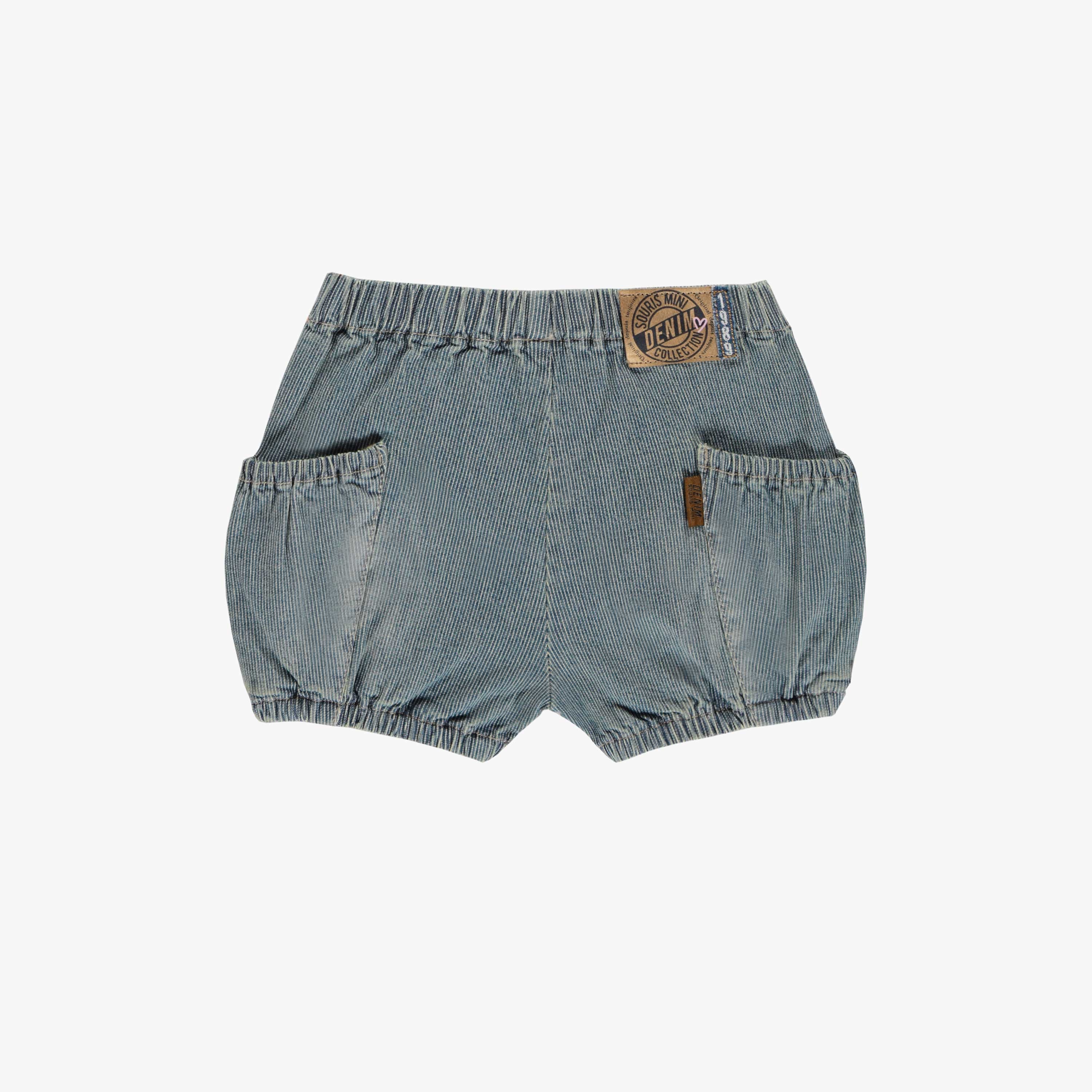Short coupe décontractée en denim rayé, bébé 