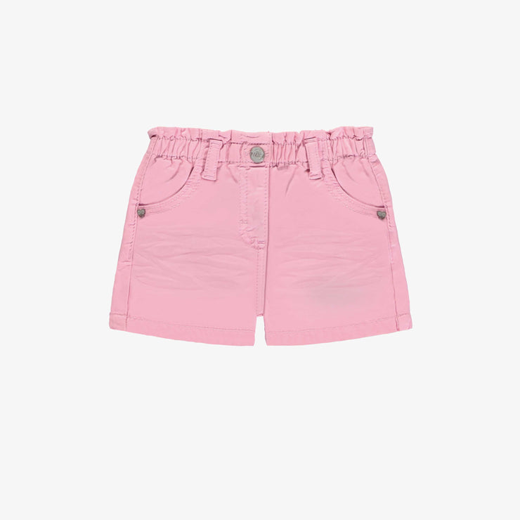 Short coupe décontractée en sergé extensible coloré rose, bébé  || Denim shorts relaxed fit in colored stretch twill candy pink, baby 