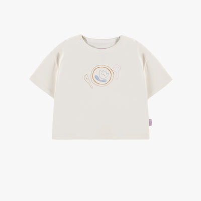 T-shirt ivoire à manches courtes en coton, bébé || Ivory t-shirt with short sleeves in cotton, baby