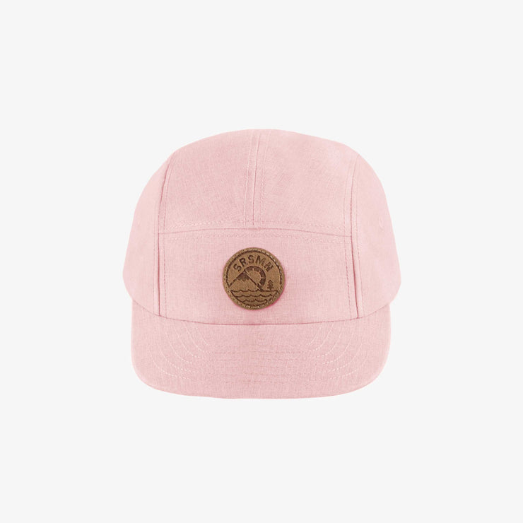 Casquette rose à visière plate en lin et coton, bébé || Pink cap with flat visor in linen and cotton, baby
