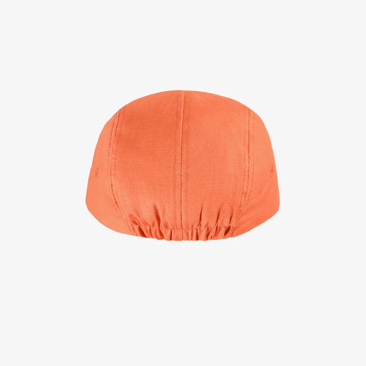Casquette orange à visière plate en lin et coton, bébé || Orange cap with flat visor in linen and cotton, baby