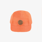 Casquette orange à visière plate en lin et coton, bébé || Orange cap with flat visor in linen and cotton, baby