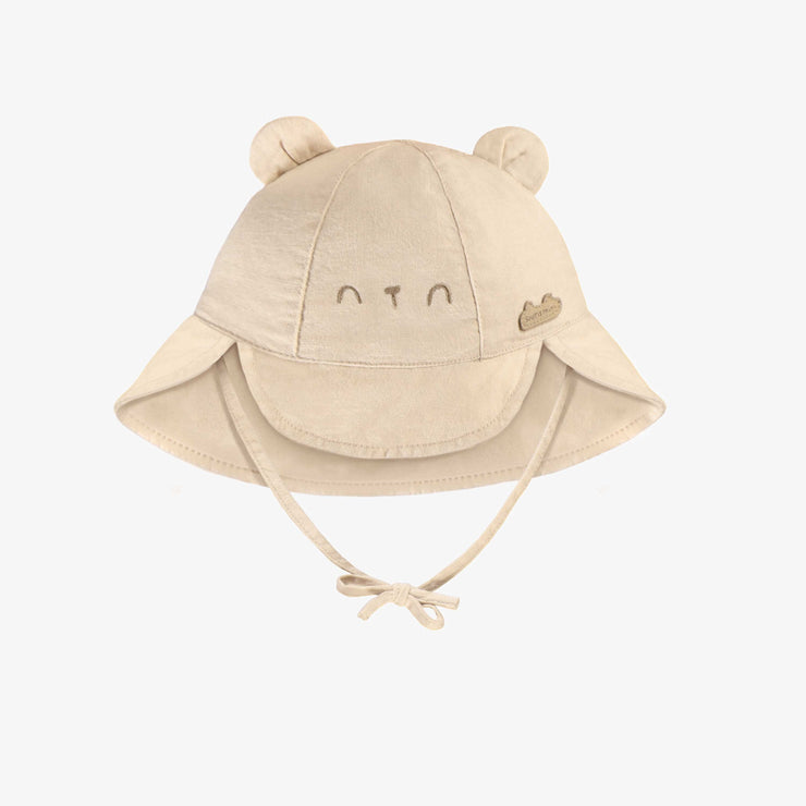 Chapeau cloche crème avec oreilles en lin et coton, bébé || Cream bell hat with ears in linen and cotton, baby
