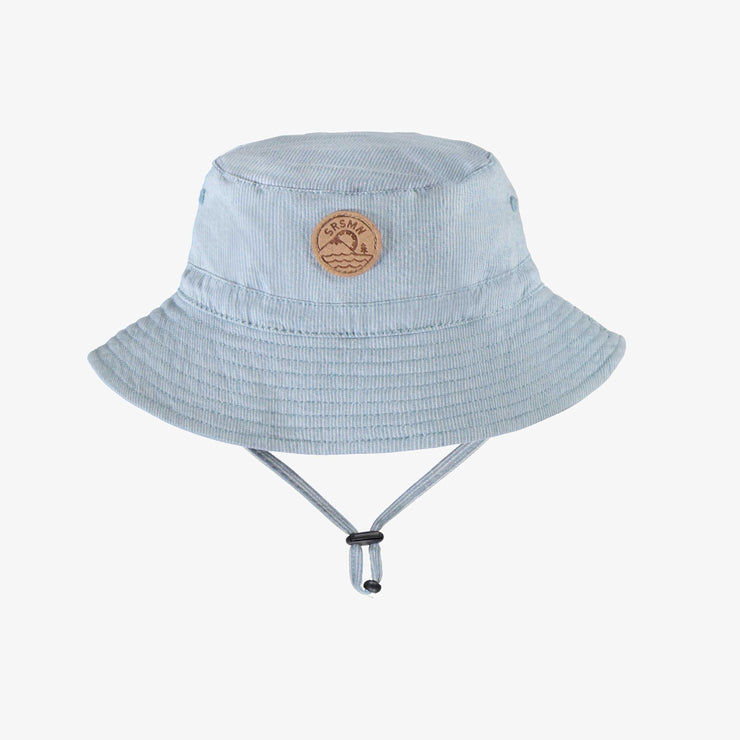 Chapeau de soleil bleu et crème avec rayures, bébé || Blue bucket hat with stripes, baby
