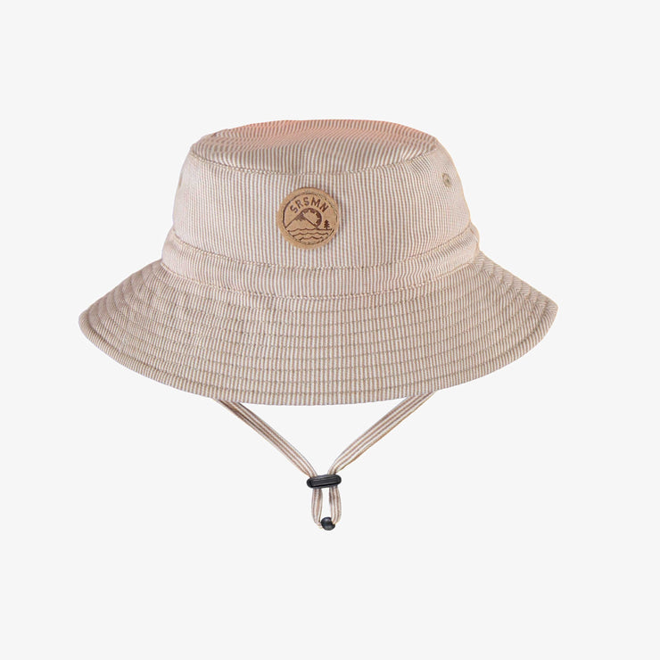 Chapeau de soleil brun et crème avec rayures, bébé ||  Brown bucket hat with stripes, baby