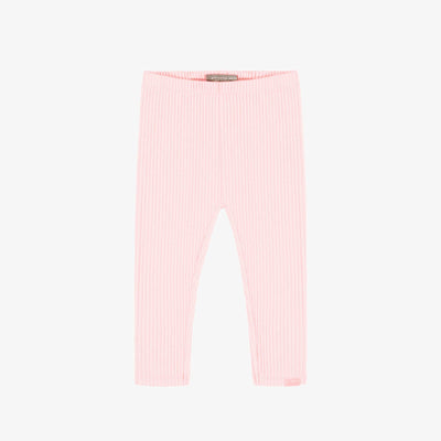 Legging long en tricot côtelé rose pâle, bébé || Light pink ribbed knit long legging, baby