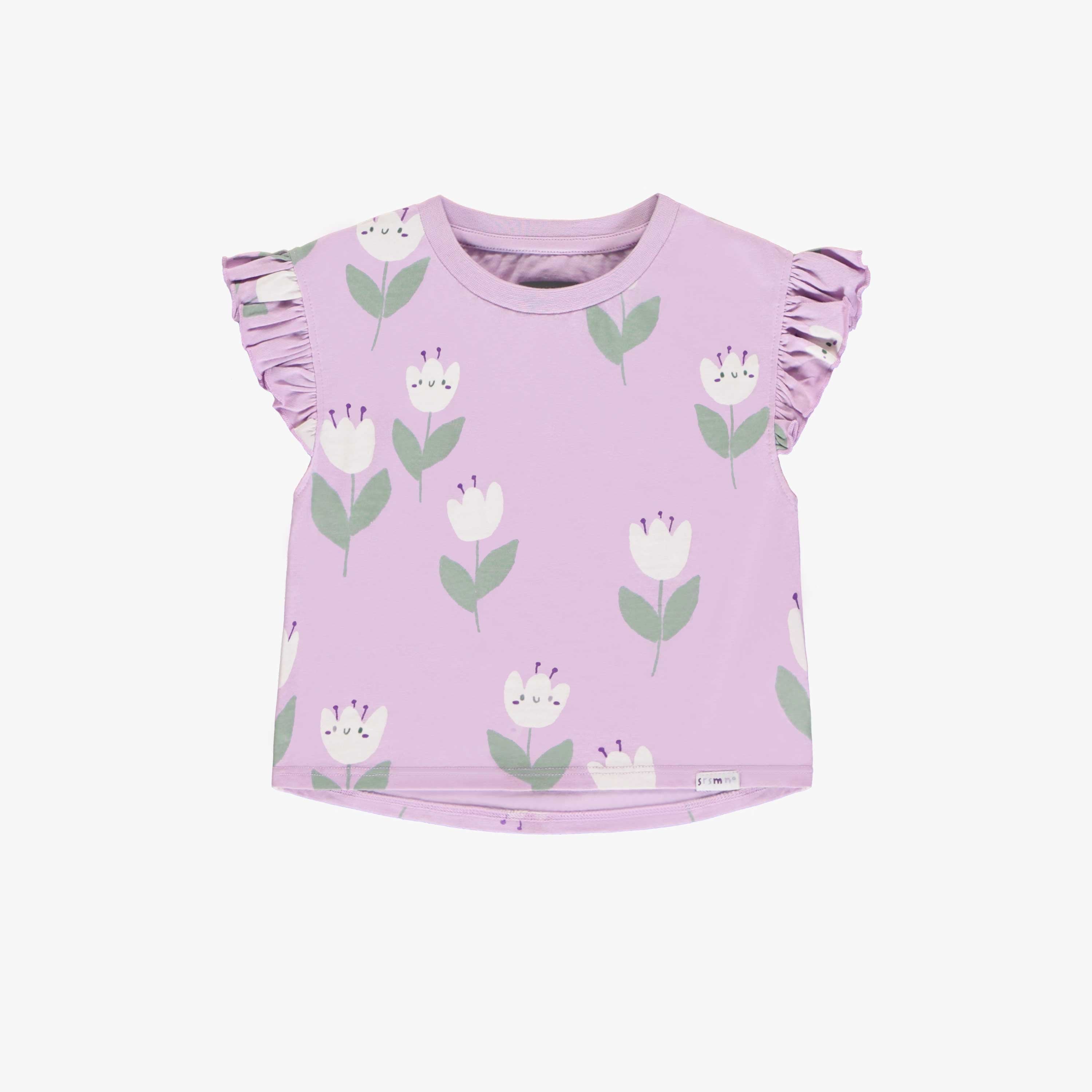 T-shirt ample lilas à motifs de jolies tulipes en jersey extensible, bébé