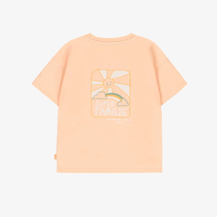 T-shirt à manches courtes pêche avec illustrations, bébé || Peach short-sleeved t-shirt with illustrations, baby