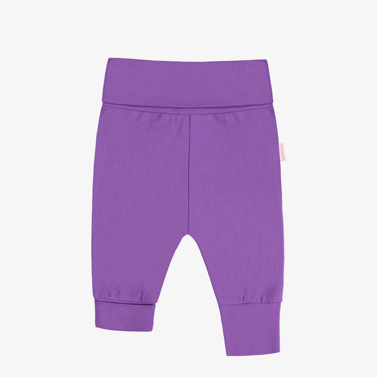 Pantalon évolutif mauve uni en jersey extensible, bébé || Plain purple evolutive pants in stretch jersey, baby
