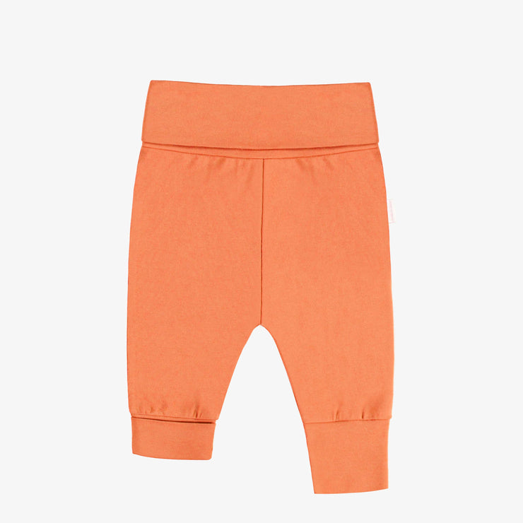 Pantalon évolutif orange uni en jersey extensible, bébé || Plain orange evolutive pants in stretch jersey, baby