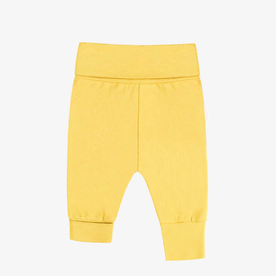 Pantalon évolutif jaune uni en jersey extensible, bébé || Plain yellow evolutive pants in stretch jersey, baby