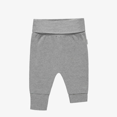 Pantalon évolutif gris chiné uni en jersey extensible, bébé || Plain mottled gray evolutive pants in stretch jersey, baby