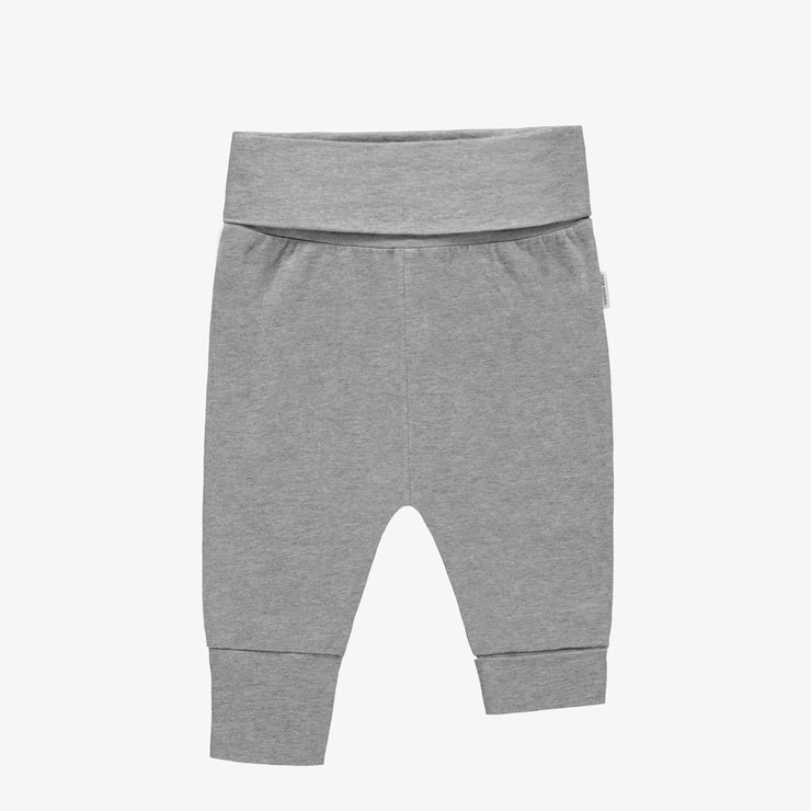 Pantalon évolutif gris chiné uni en jersey extensible, bébé || Plain mottled gray evolutive pants in stretch jersey, baby