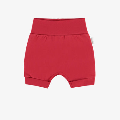 Short évolutif rouge en jersey doux, bébé || Red evolutive shorts in soft jersey, baby