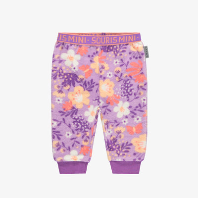 Pantalon de polar fleuri, bébé || Floral purple fleece pant, baby
