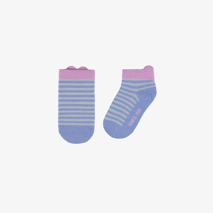 Chaussettes courtes bleues à rayures, bébé || Blue striped short socks, baby