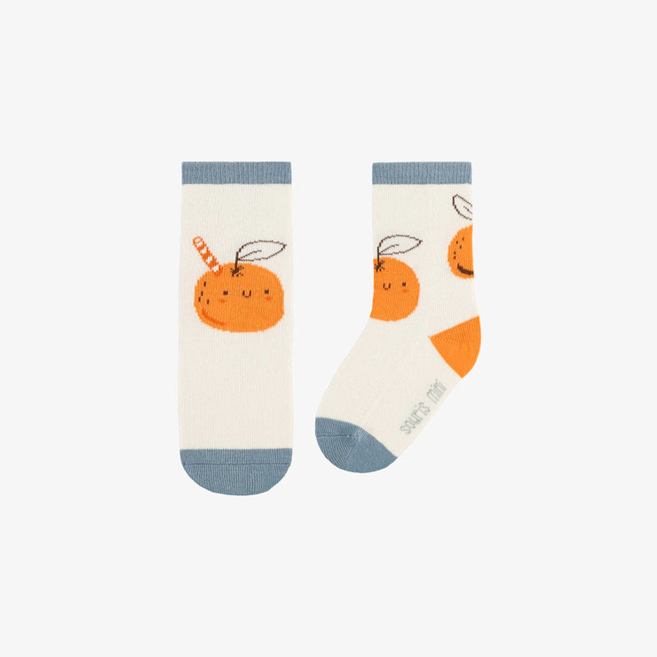 Chaussettes crème avec des oranges rétros, bébé || Cream socks with retro oranges, baby
